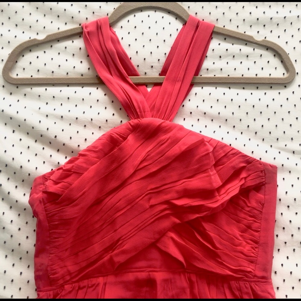 Madewell Coral Silk Twilight Twirl Dress